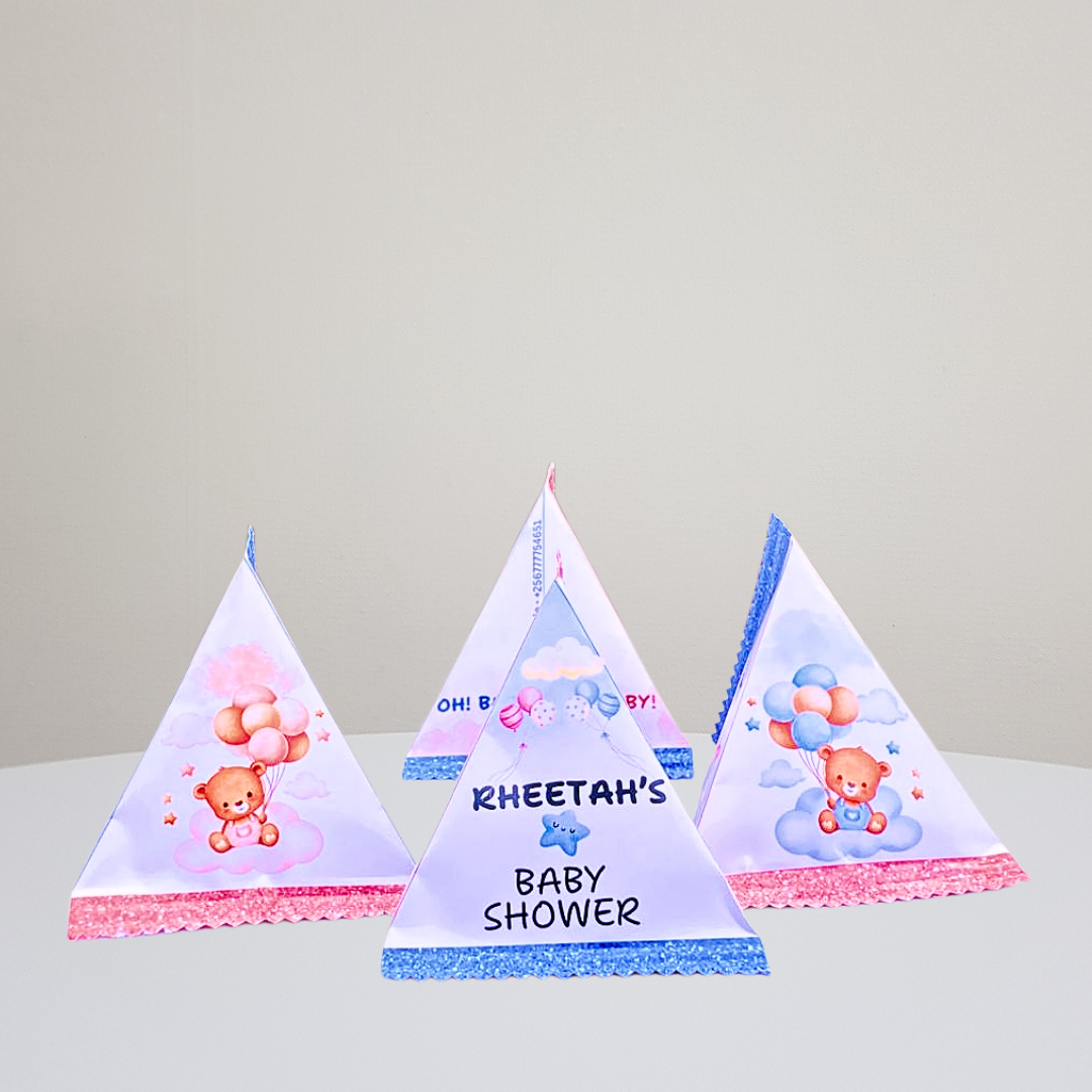Personalized Baby Shower Pyramid Bags -Dozen (12pc, Unfilled)