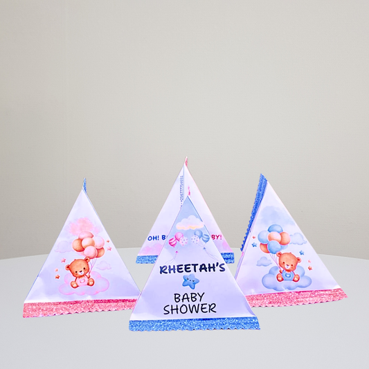 Personalized Baby Shower Pyramid Bags -Dozen (12pc, Unfilled)