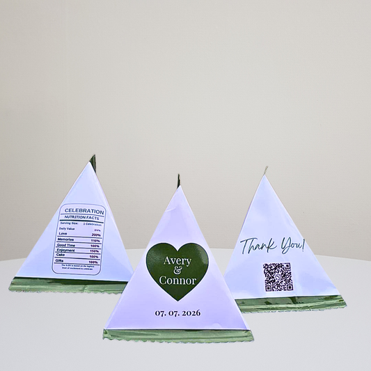 Personalized Wedding Pyramid Bags — Dozen (12pc, Unfilled)